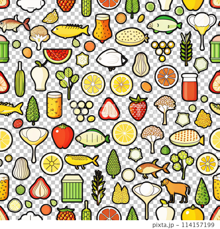 farmer  market seamless pattern with line icons 114157199
