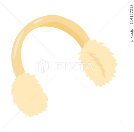 Сute warm earmuffs in flat design. Seasonal headwear of fluffy headphones. Vector illustration isolated. 114157218