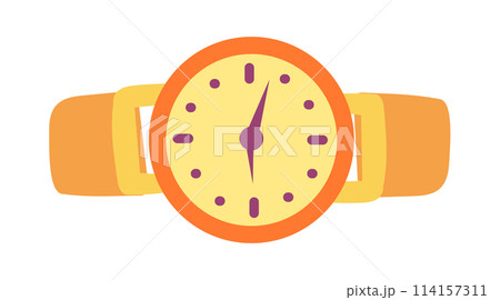 Wrist watch with gold bracelet in flat design. Fashionable accessory model. Vector illustration isolated. Wrist watch with gold bracelet in flat design. Fashionable accessory model. Vector illustration isolated. 114157311