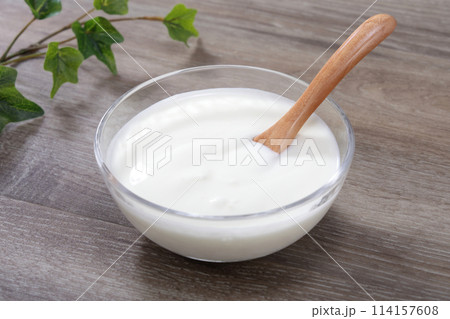 美味しそうなプレーンヨーグルト 114157608