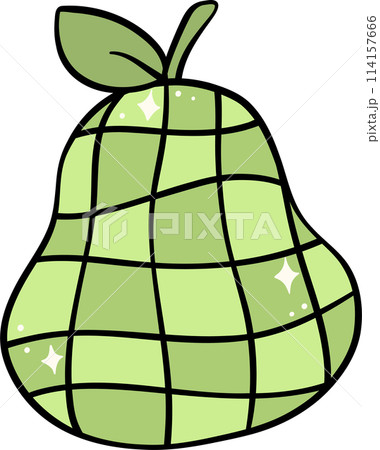 Retro groovy school supplies pear fruit back to school doodle drawing 114157666