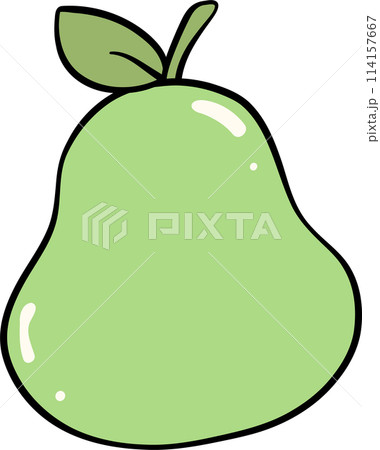 Retro groovy school supplies pear fruit back to school doodle drawing 114157667