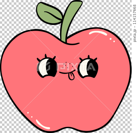 Retro groovy school supplies apple back to school doodle drawing 114157668