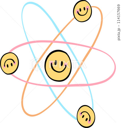 Retro groovy atom nuclear energy symbol, back to school 114157669