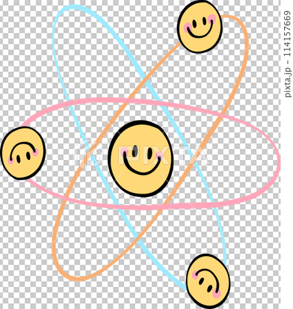 Retro groovy atom nuclear energy symbol, back to school 114157669