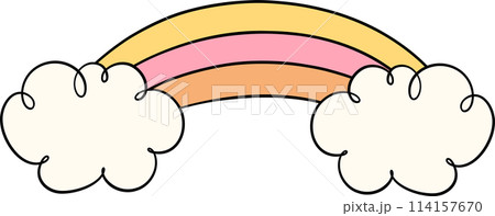Retro groovy school supplies back to school rainbow doodle drawing 114157670
