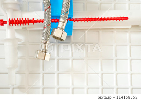 Plumbing. Flexible metal steel faucet hoses, flush mechanism, siphon fittings Plumbing. Flexible metal steel faucet hoses, flush mechanism, siphon fittings 114158355