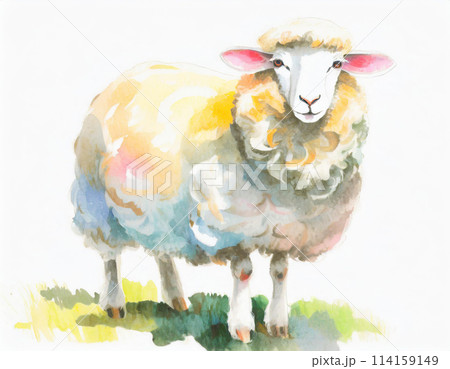 水彩画の羊のイラストのイラスト素材 [114159149] - PIXTA