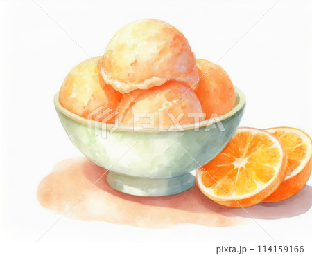水彩画のシャーベットのイラスト 114159166