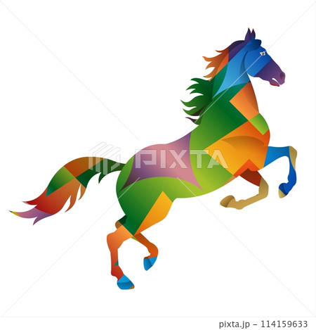 Colorful horse, isolated on a white background. Vector illustration.	 114159633