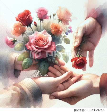 薔薇の花束の手渡し 薔薇の花束の手渡し 114159749
