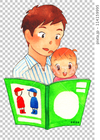 讀書週插畫親子看書水彩手繪 讀書週插畫親子看書水彩手繪 114159995