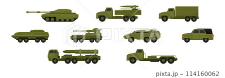 Military Machinery, Transport and Equipment Vector Set 114160062