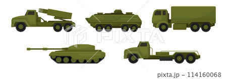 Military Machinery, Transport and Equipment Vector Set 114160068