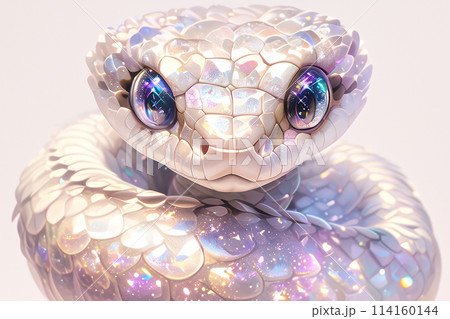 A snake with blue eyes and a white body. Theのイラスト素材