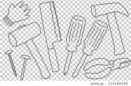 Loose simple tool set line drawing 114160398