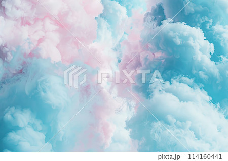 AI-generated item. Cotton candy textured background. Close up of fluffy cotton candy.	 114160441
