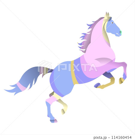 Unicorn horse isolated on white background. Vector illustration in cartoon style. 114160454