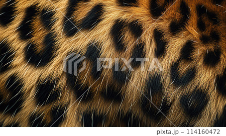 Close up of leopard fur texture. Abstract background.	AI-generated item 114160472