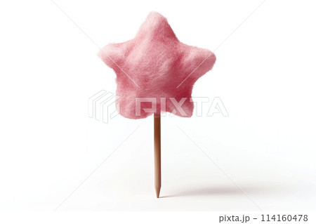 AI-generated item. cotton candy on stick in shape of star isolated on white background.	 114160478