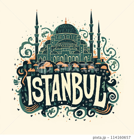 Istanbul is a city with a beautiful blue and green building. Logo 114160657