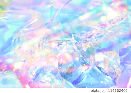 キラキラ　背景 テクスチャ オーロラ セロファン 虹 クリスタル スペクトル グラデーション 114162403