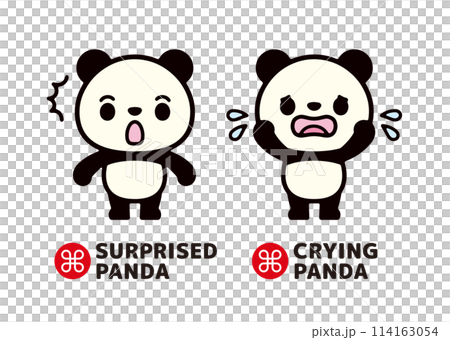 Surprised panda and crying panda cute character illustration set Surprised panda and crying panda cute character illustration set 114163054