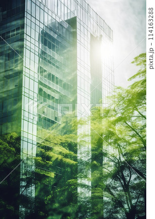 Green city double exposure concept 114163288