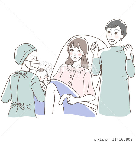 立ち会い出産のイラスト。 114163908