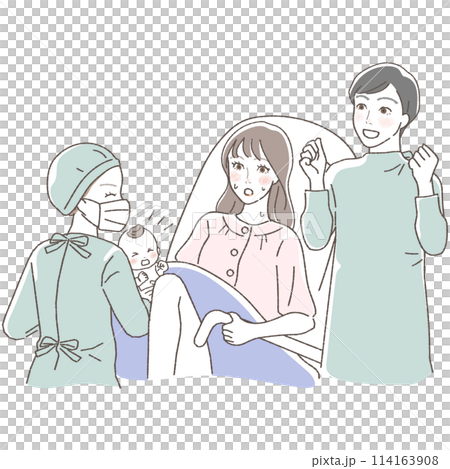 立ち会い出産のイラスト。 114163908