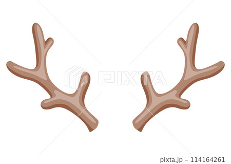 Horns. Hunting trophy. Vector horned wild animal. Pairs of antlers. Vector illustration of hunted animal, wildlife decoration concept 114164261