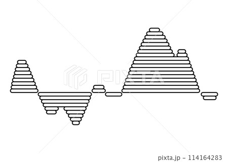 Sound wave. Audio digital equalizer technology, musical pulse vector Illustration. Voice line waveform or volume level symbol. Curve radio wave 114164283