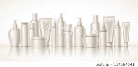Various cosmetics products packages illustration set 114164541