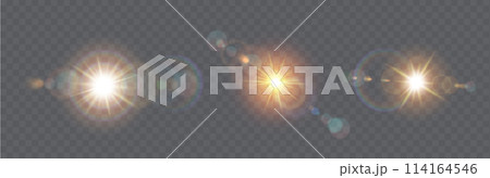 Sunlight glare effects realistic vector illustration set 114164546
