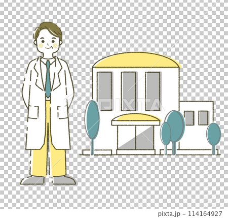 醫生和診所插圖素材集的人和建築物 醫生和診所插圖素材集的人和建築物 114164927