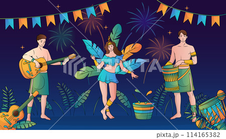 Hand drawn brazilian carnival composition 114165382