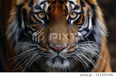 Close up of Malayan tiger face. Animal and...のイラスト素材 [114165596] - PIXTA