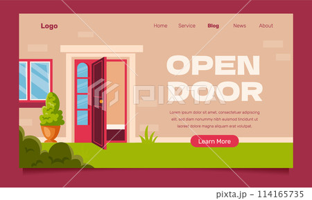Door design hand drawn cartoon landing page Door design hand drawn cartoon landing page 114165735
