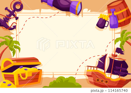 Pirate adventure background in flat design 114165740