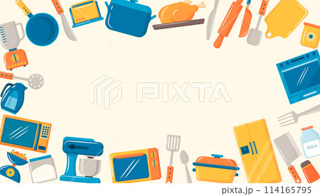 Hand Drawn flat cartoon Cooking elements background 114165795