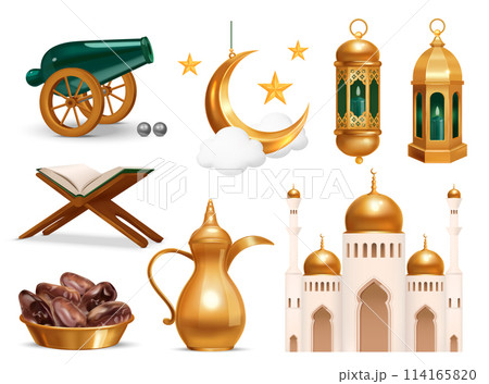 Ramadan Kareen elements in realistic style 114165820