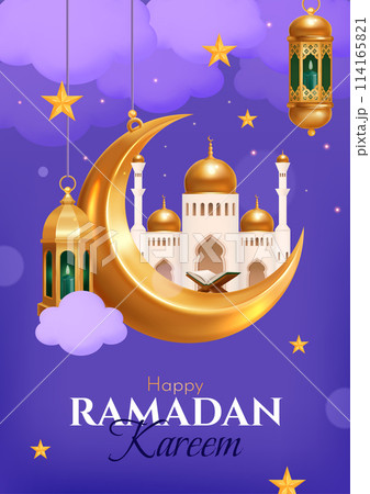 Ramadan Kareen poster in realistic style 114165821
