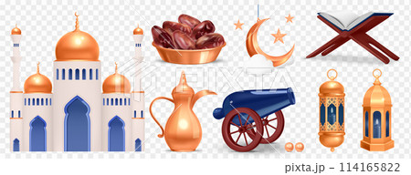 Ramadan Kareen elements in realistic style 114165822