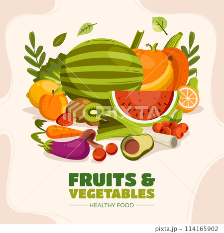 Vegetables composition in flat design 114165902