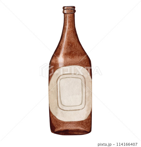 Hand-drawn watercolor illustration bottle of beer, watercolor international beer day. Composition for poster, card, banner, flyer, cover, playbill and other print Hand-drawn watercolor illustration bottle of beer, watercolor international beer day. Composition for poster, card, banner, flyer, cover, playbill and other print 114166407