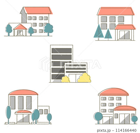 病院と施設の建物セット 診療所のイラスト素材 病院と施設の建物セット 診療所のイラスト素材 114166440