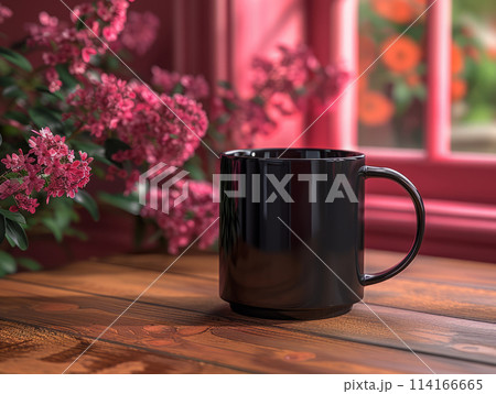 Black coffee mug with customizable space for mockup 114166665
