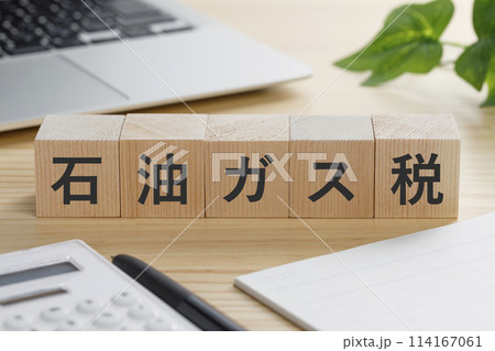 石油ガス税と書かれた積み木のブロック 114167061