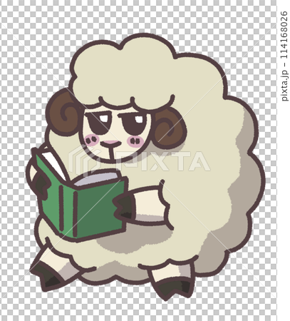 Sheep reading cute illustration 114168026