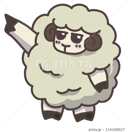 ひつじ　ゆびさし　立ち絵　かわいい　イラスト 114168027